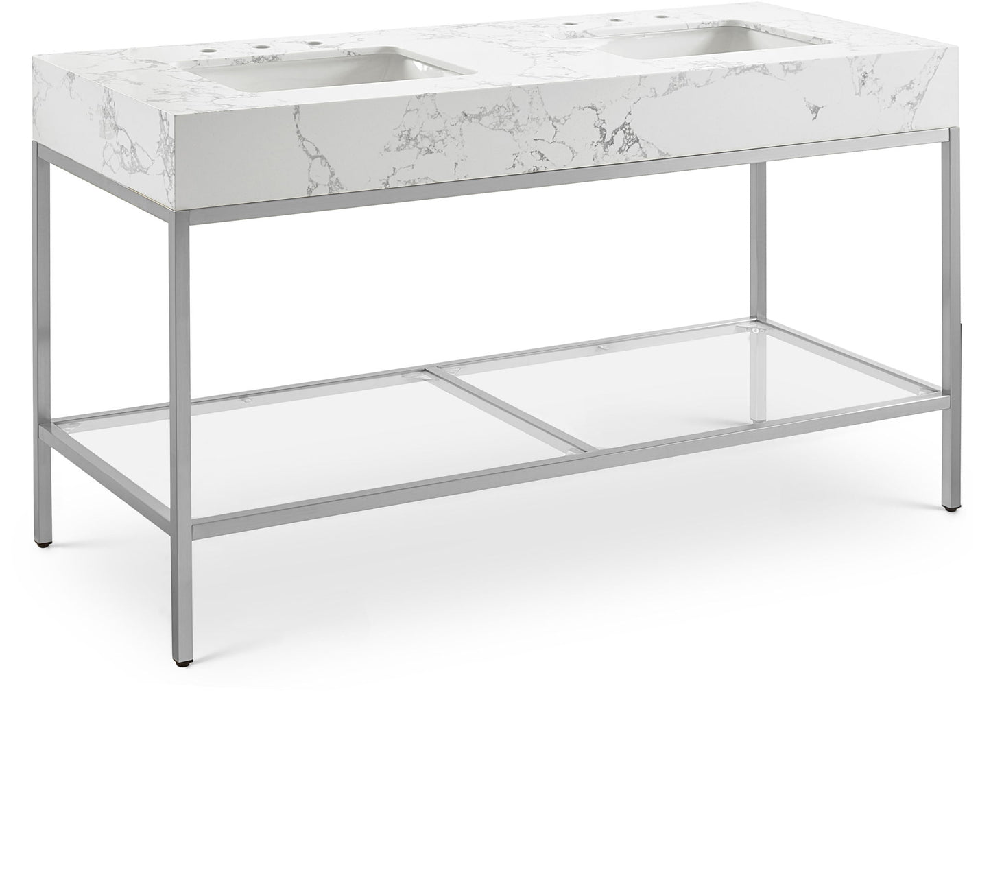 Marmo - Engineered Marble Bathroom Vanity With Chrome Base