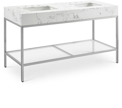 Marmo - Engineered Marble Bathroom Vanity With Chrome Base