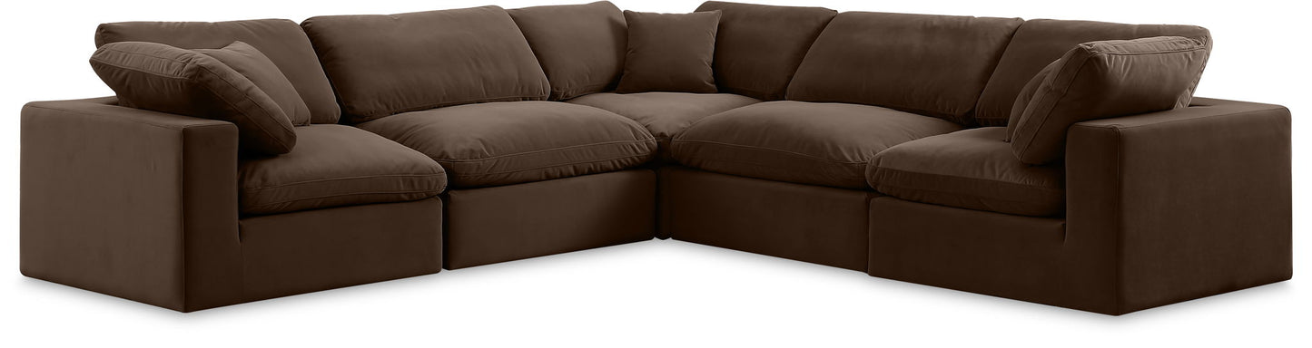 Comfy - 5 Piece Velvet Modular Corner Sectional