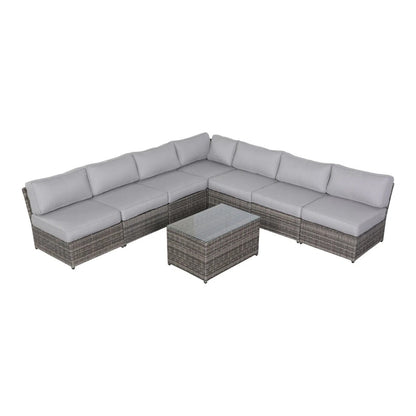 Comfortable Modern Patio Rattan Sectional Set With Cushions