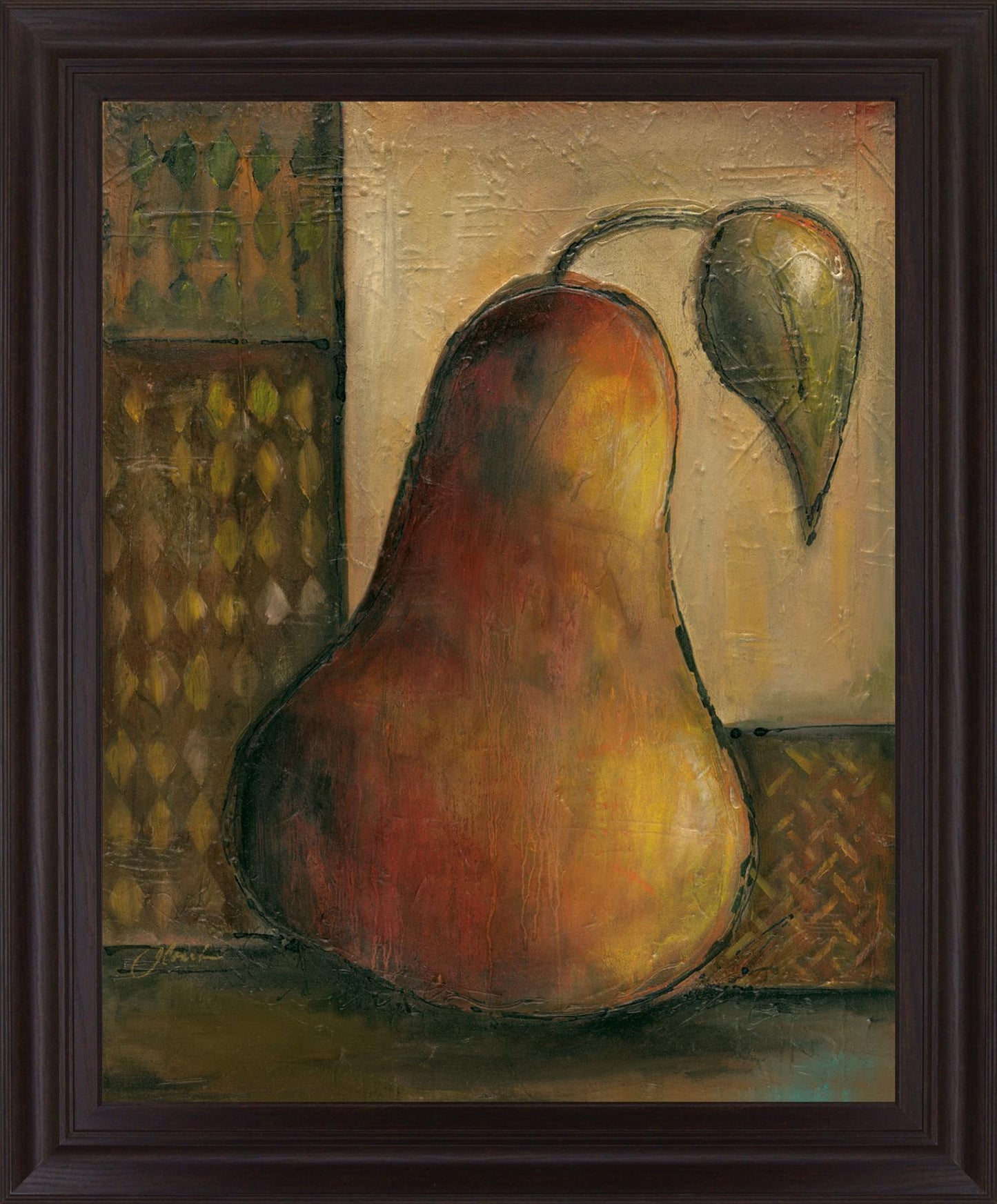 Rustic Golden Pear - 28" x 34" Framed Wall Art