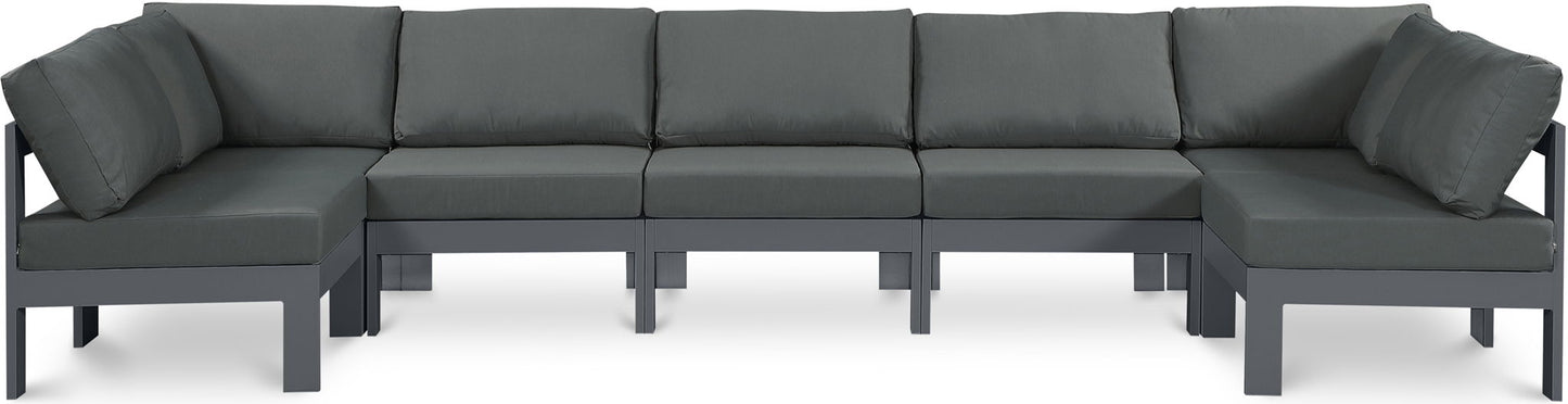 Nizuc - Outdoor Patio 7 Piece Modular Sectional With Gray Frame