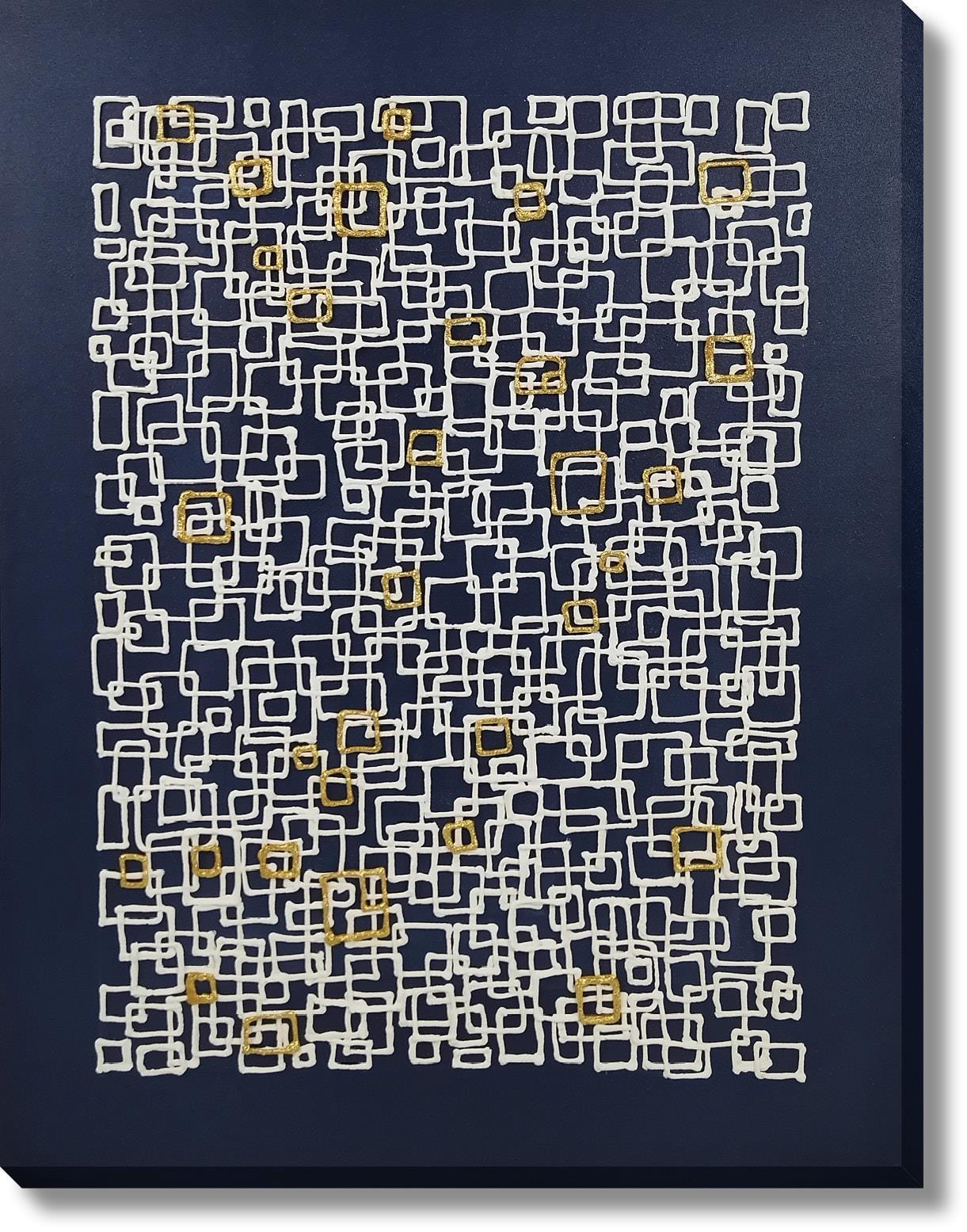 Golden Maze Grid - 36" x 48" Framed Wall Art