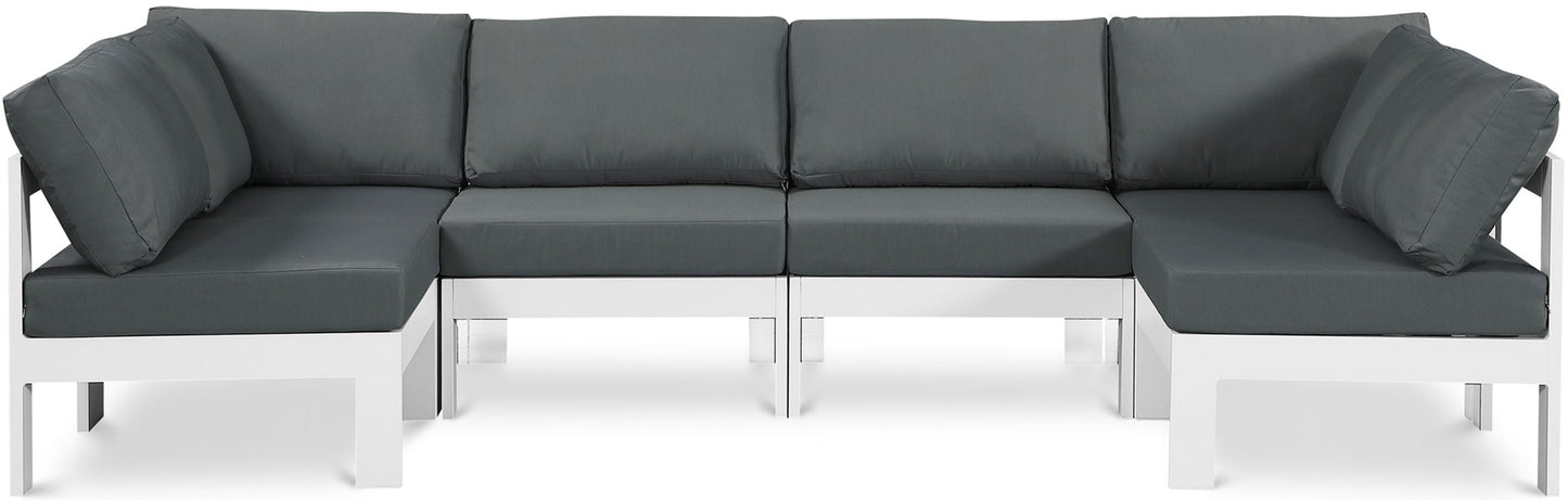 Nizuc - Outdoor Patio 6 Piece Modular Sectional With White Frame