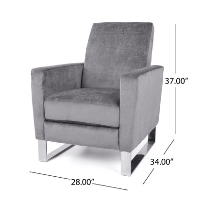 Bolt - Upholstered Recliner Chair With Stainless Steel Base - Gray / Chrome