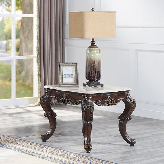 Benbek - End Table - Marble & Antique Oak