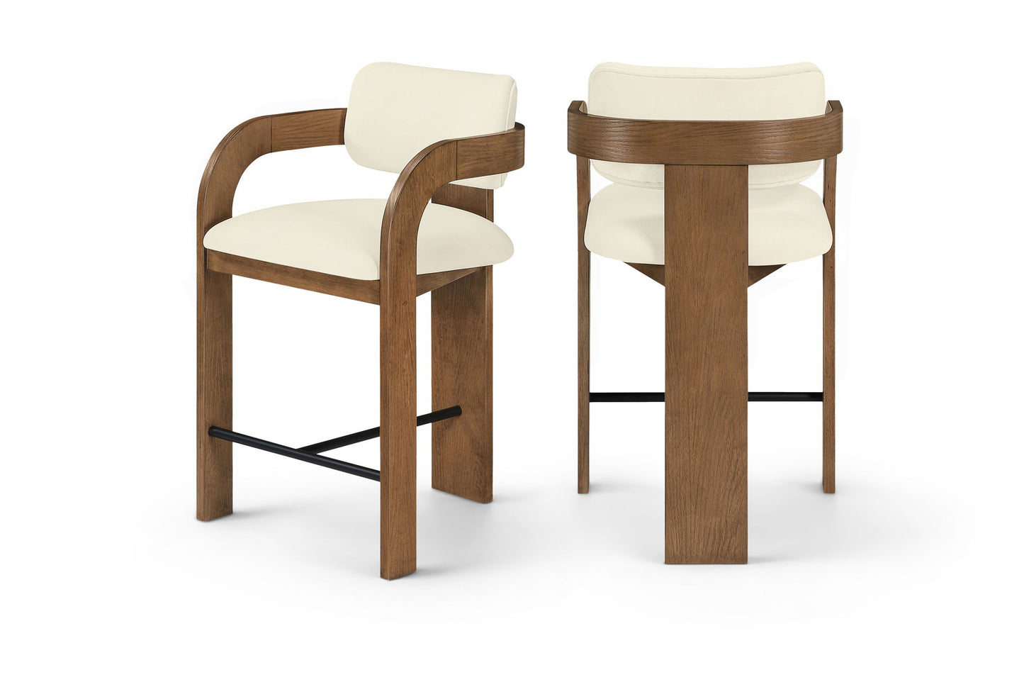 Cedra - Velvet Performance Fabric Upholstered Counter Stool - Brown Frame