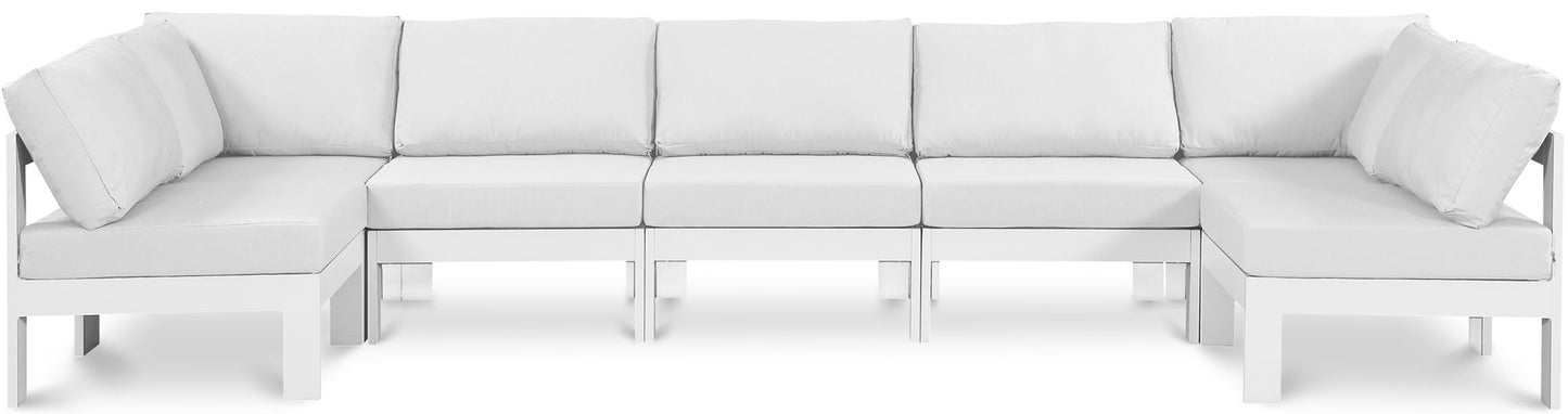 Nizuc - Outdoor Patio 7 Piece Modular Sectional With White Frame