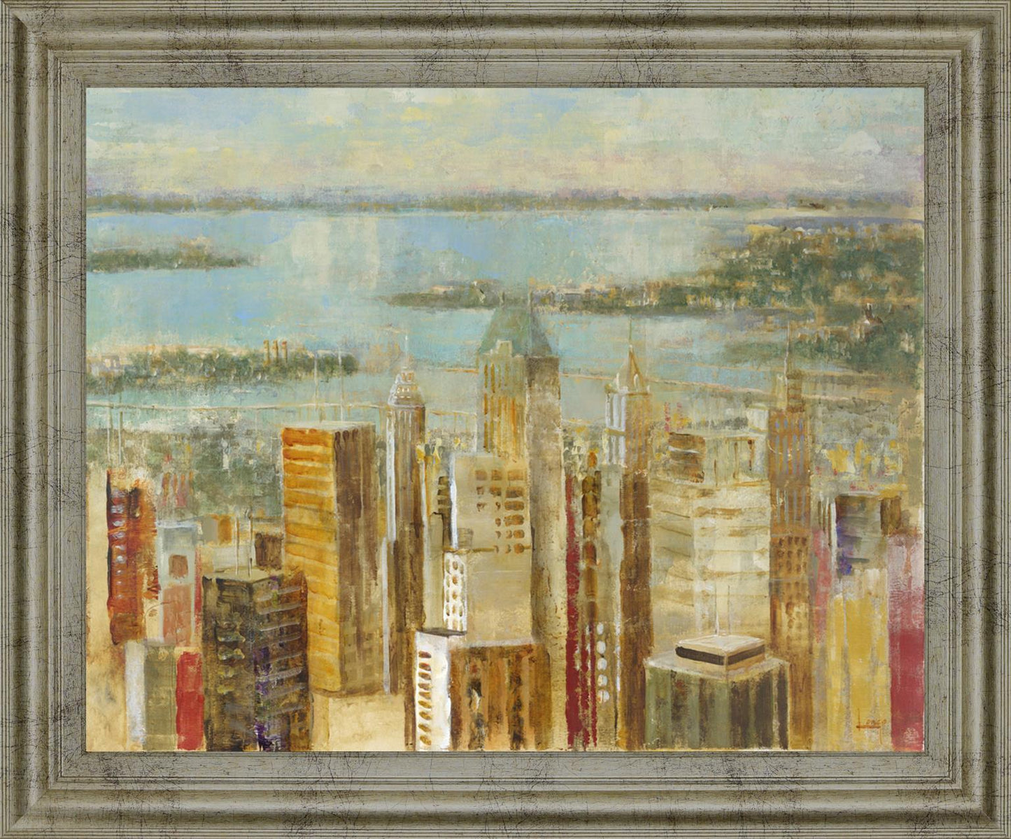 Golden Harbor Skyline - 28" x 34" Framed Wall Art
