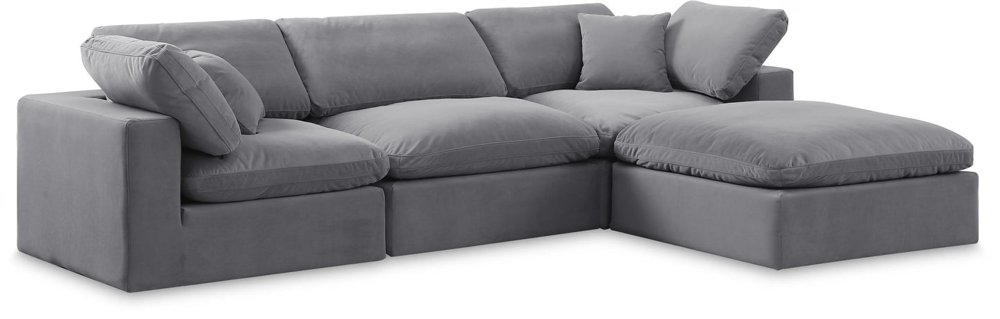 Comfy - 4 Piece Velvet Modular Sectional With Chaise