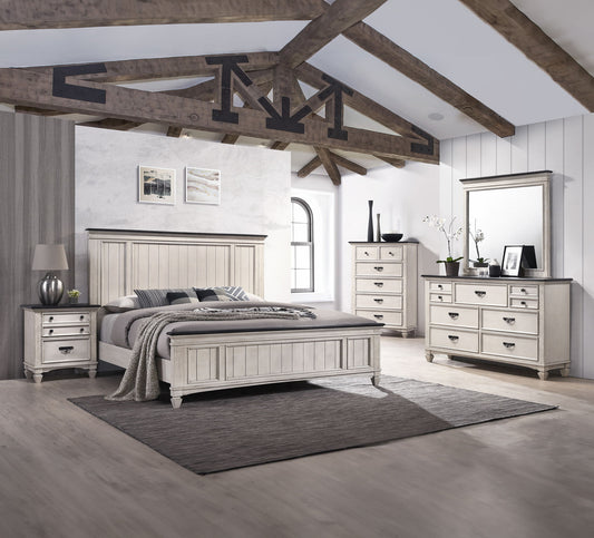 Sawyer - King 5 Piece Bedroom Set - Antique White