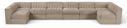 Rummi - Velvet Performance Fabric Upholstered 8 Piece Modular Sectional (With 2 Corner Chairs)