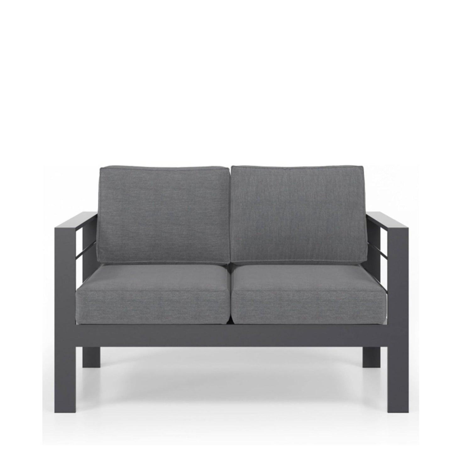 All Weather Patio Loveseat With Thick Cushions - Gray / Gray