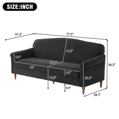 Loveseat Sofa, 2 Seater Couch With Rolled Arms