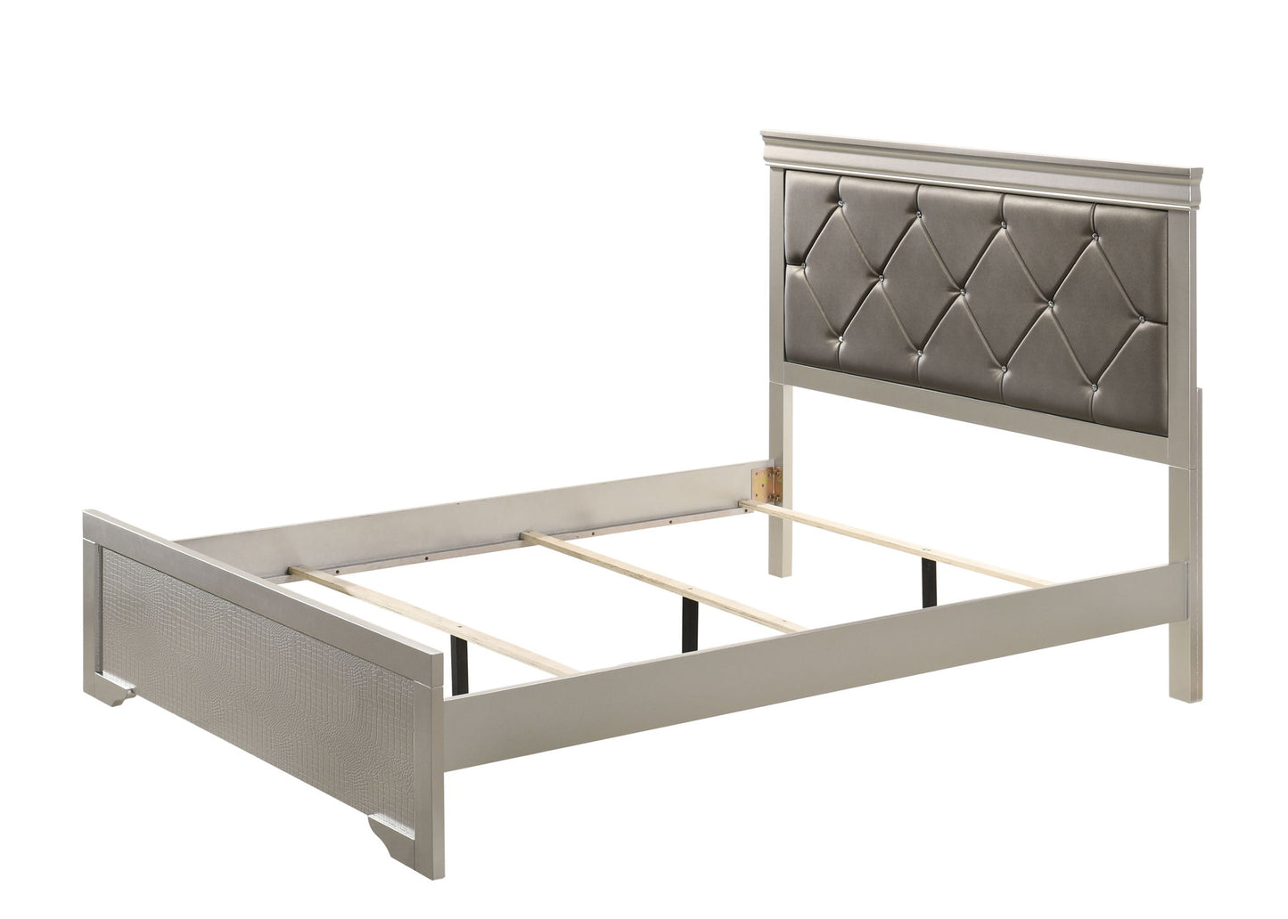 Amalia - King 4 Piece Bedroom Set - Silver