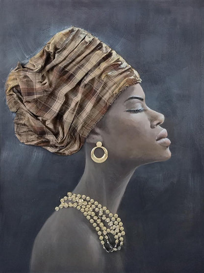 Gilded Profile Grace - 30" x 40" Framed Wall Art