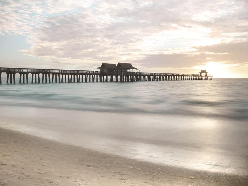 Pier Sunset By Lori Deiter (Framed) - Pearl Silver