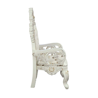 Adara - Arm Chair (Set of 2) - Pearl White Synthetic Leather & Antique White