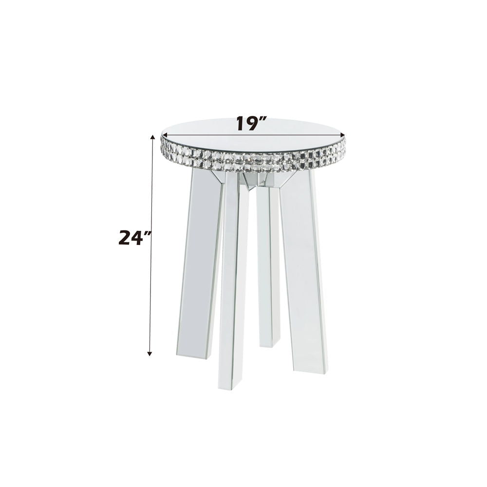Lotus - End Table - Mirrored & Faux Ice Cube Crystals