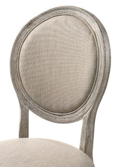Faustine - Side Chair (Set of 2) - Tan Fabric & Salvaged Light Oak