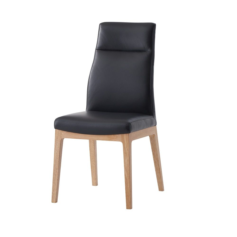 Raquan - Side Chair (Set of 2) - Black Leather & Walnut