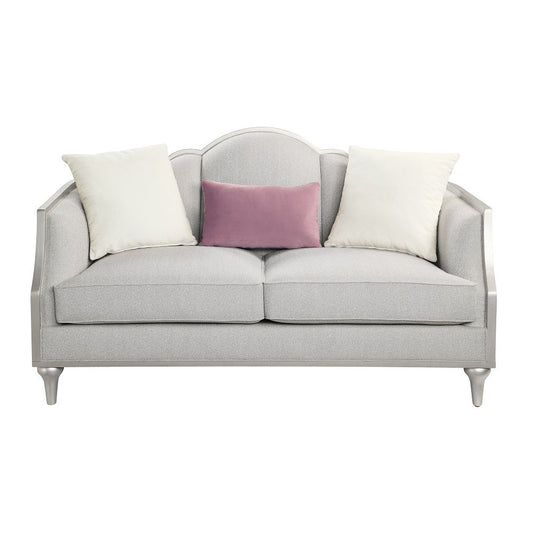 Kasa - Loveseat With 3 Pillows - Beige Linen & Champagne