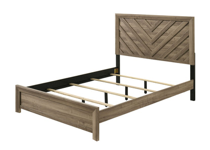Valor - King Panel Bed - Light Bown