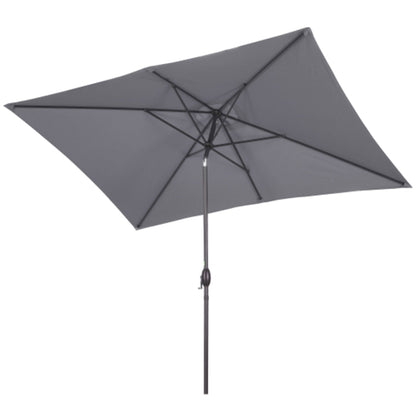 Rectangular Patio Umbrella With Crank Tilt, Polyester UV-Resistant Canopy