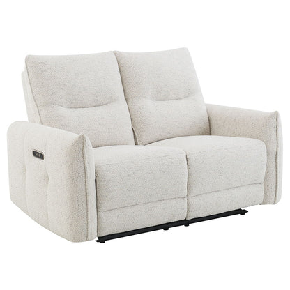 Lalisa - Power Motion Loveseat With USB Port - Cream Chenille