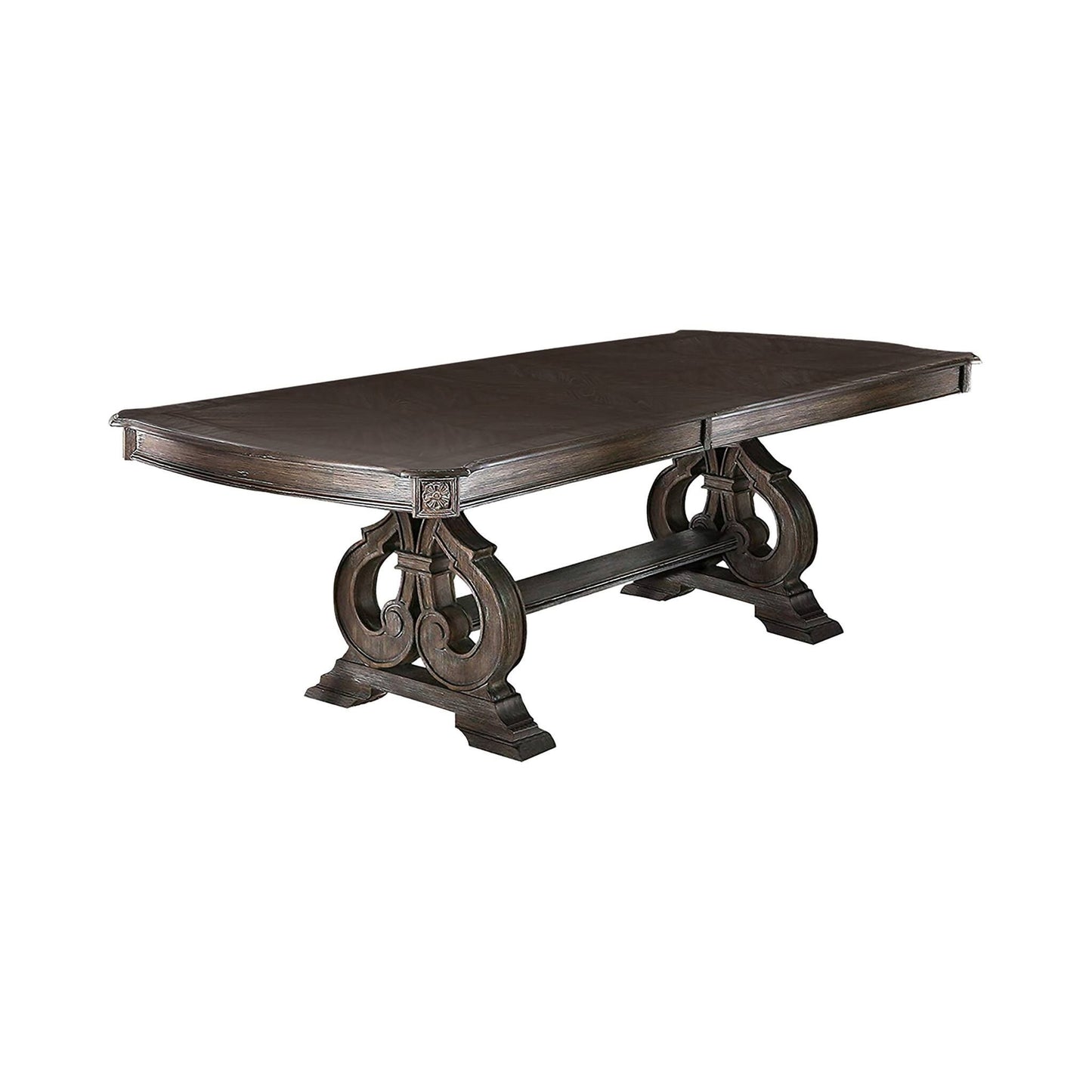 Dining Table With Expandable Leaf And Trestle Base Dining Room - Natural / Rustic