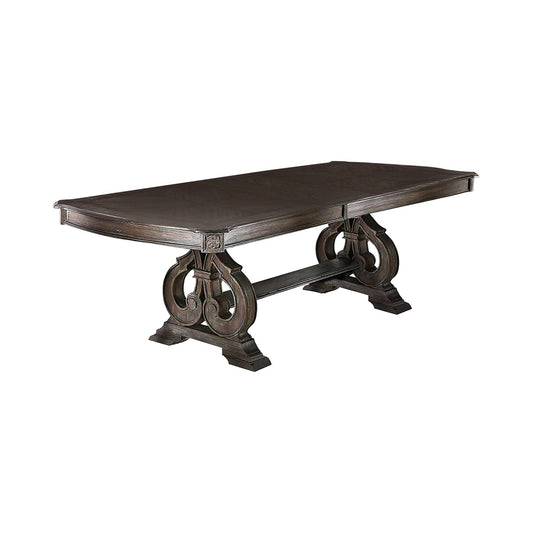 Dining Table With Expandable Leaf And Trestle Base Dining Room - Natural / Rustic