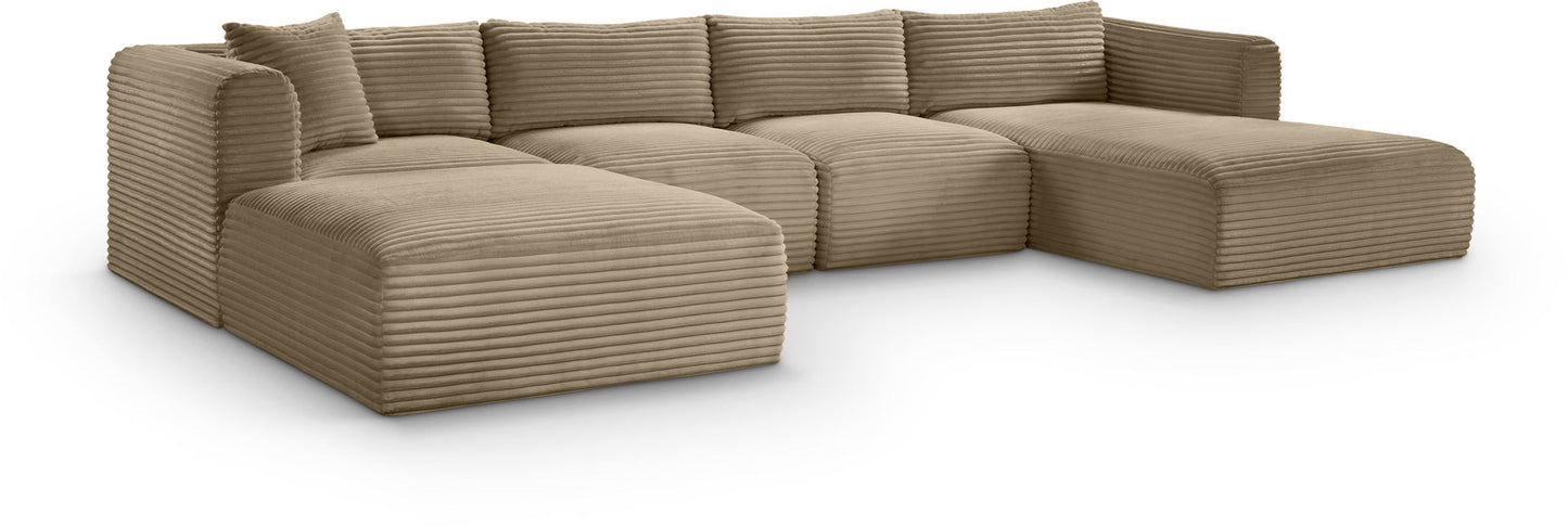 Shaggy - Fabric 5 Piece Modular Sectional With Chaise And Ottoman