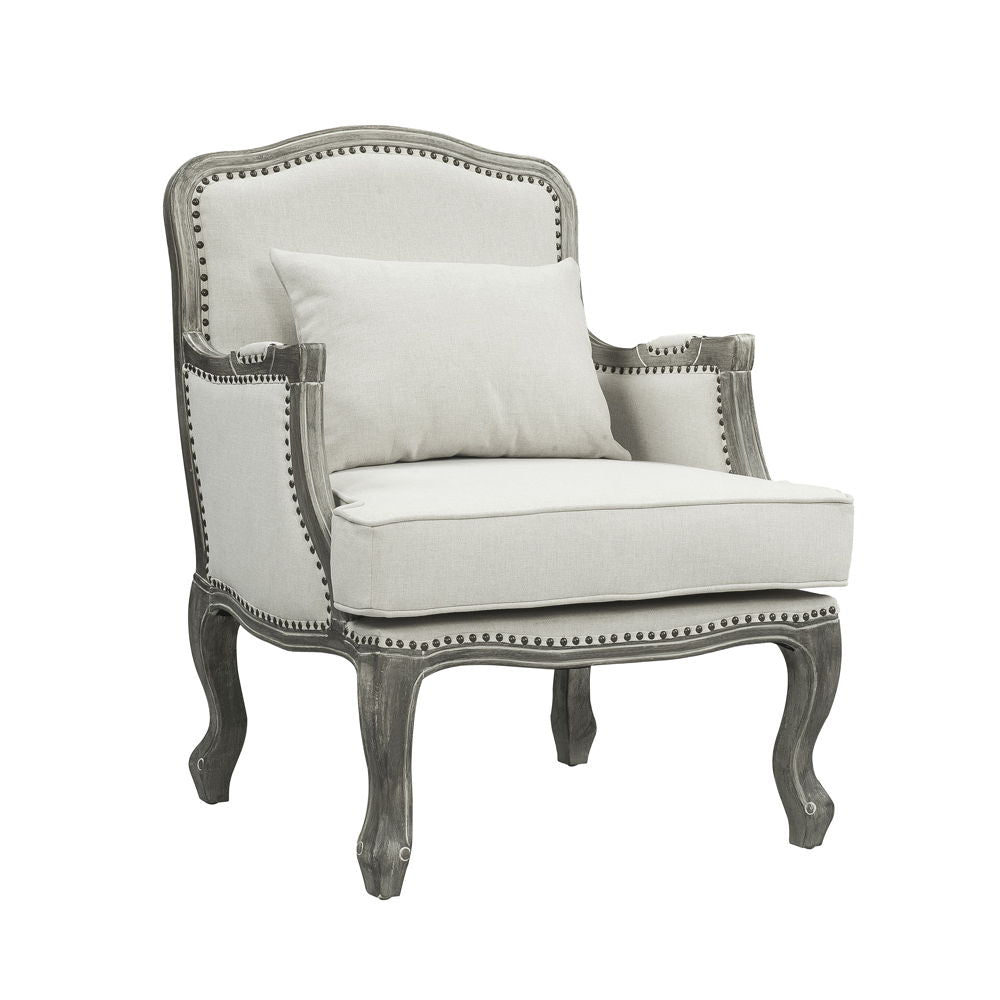 Tania - Chair With Pillow - Cream Linen & Gray