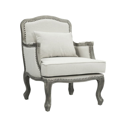 Tania - Chair With Pillow - Cream Linen & Gray