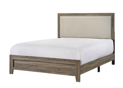 Millie - King 4 Piece Upholstered Bedroom Set - Warm Gray
