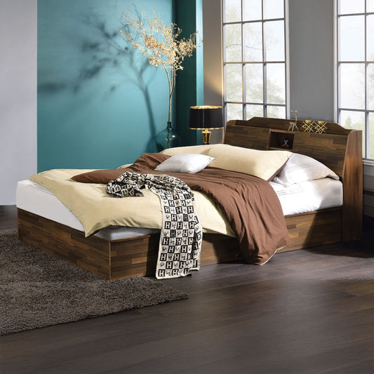 Hestia - Queen Bed With Storage - Walnut