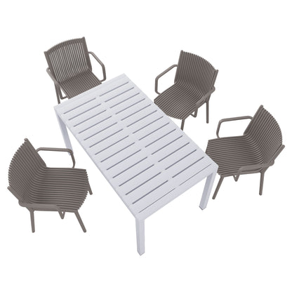 4 Modern Stackable Armchair Matched With Long Table