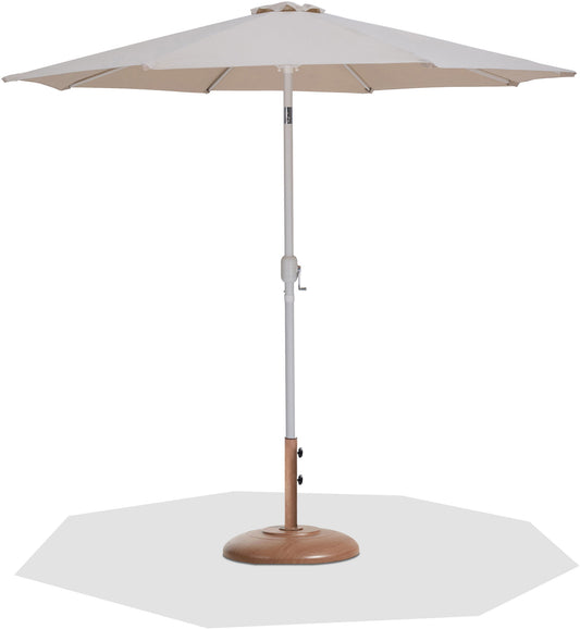 Fiji - Aluminum Patio Umbrella With Round Teak And White Base