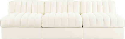 Rummi - Velvet Performance Fabric Upholstered 3 Piece Modular Armless Sofa