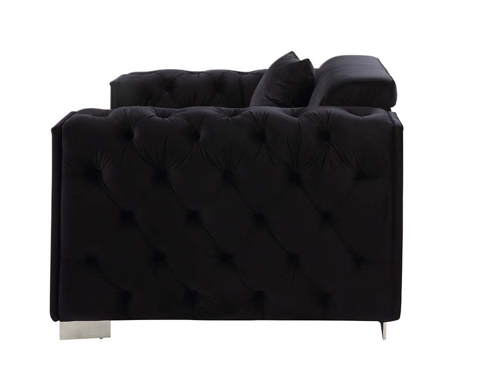 Trislar - Loveseat With 4 Pillows (Same 52526) - Black Velvet
