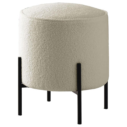 Round Upholstered Ottoman - Beige