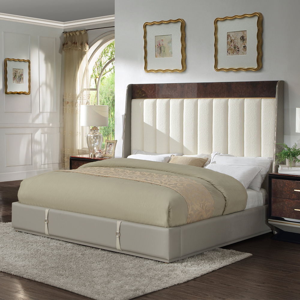 Jamonica - Eastern King Bed - Beige & Dark Brown