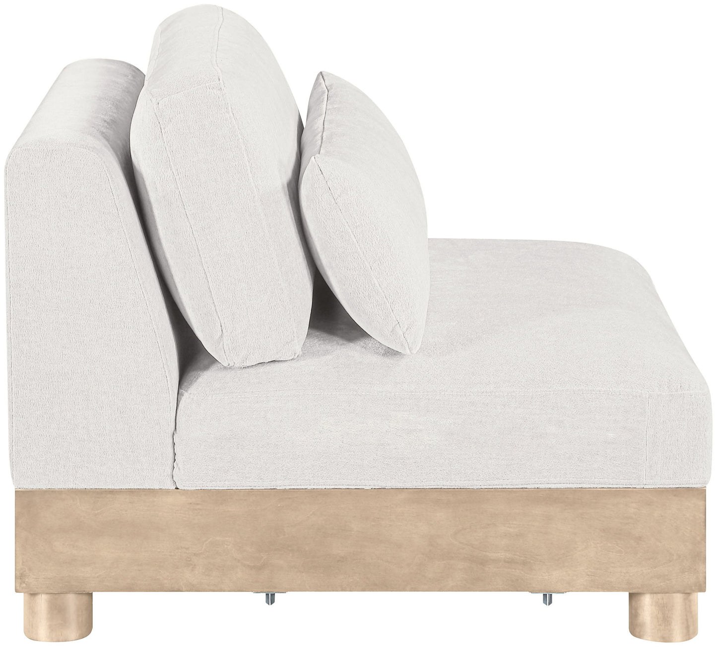 Turin - Chenille Fabric Upholstered Modular Armless Chair - Natural Base