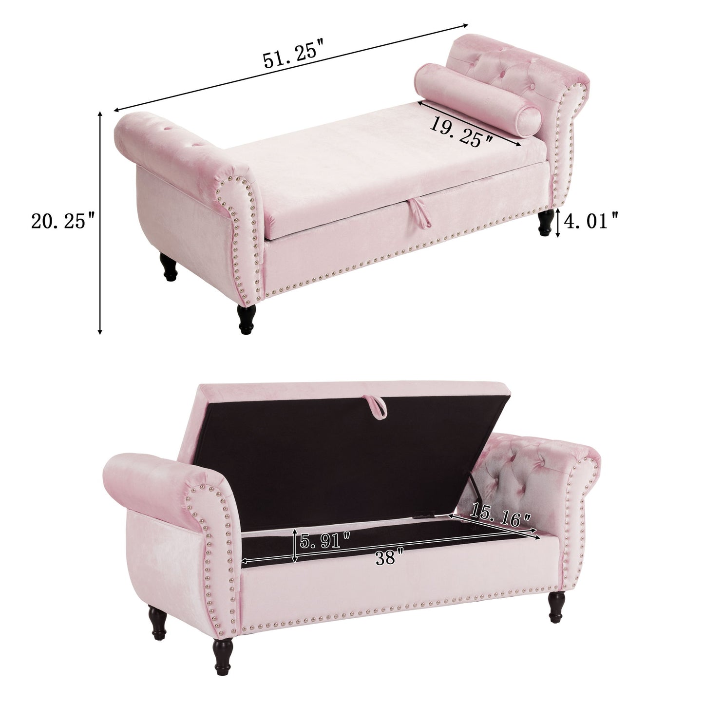 Luxurious Multifunctional Storage Ottoman Bench With Pillow