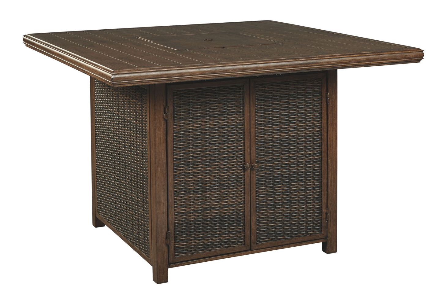Paradise Trail - Square Bar Table w/Fire Pit - Medium Brown
