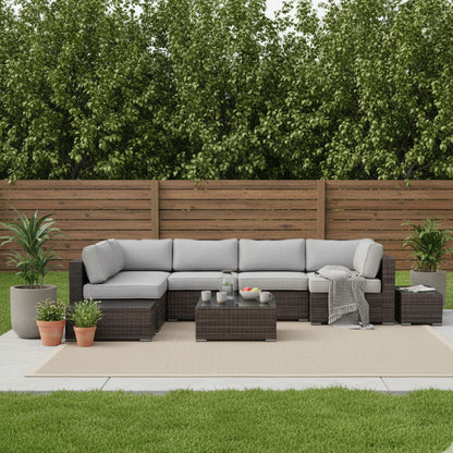 Wicker Sectional Seating Group With Cushions