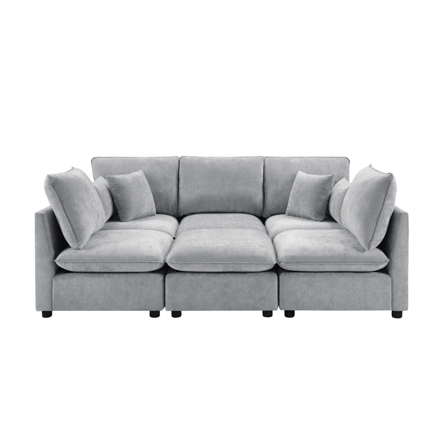 Modern Sectional Sofa U-Shaped With Movable Ottoman Storage Armrests And USB Ports