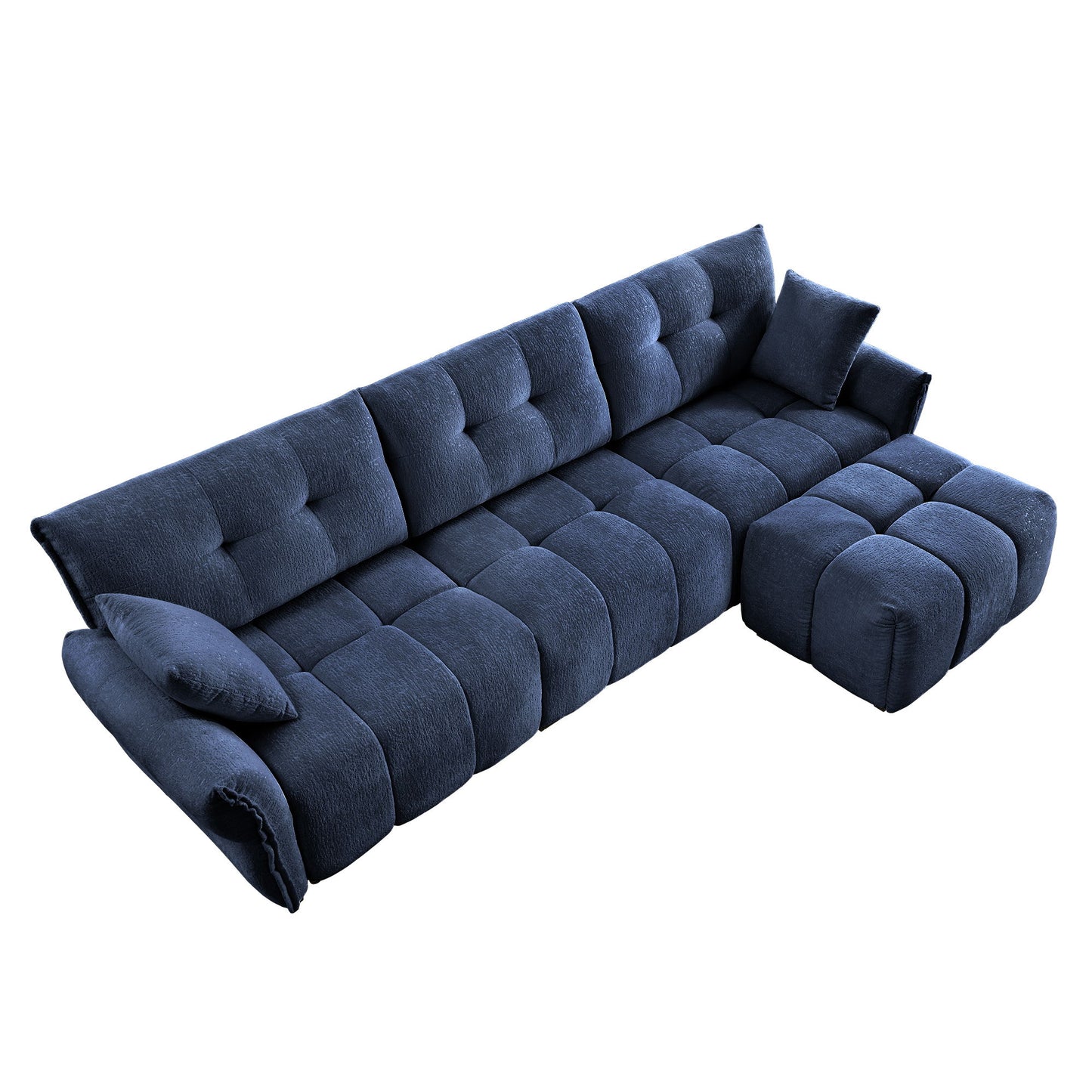 Sofa Set With Ottoman And Pillows, Textured, High Resilience Cushions