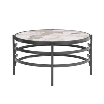 Round Table With Sintered Stone Top And Sturdy Metal Frame