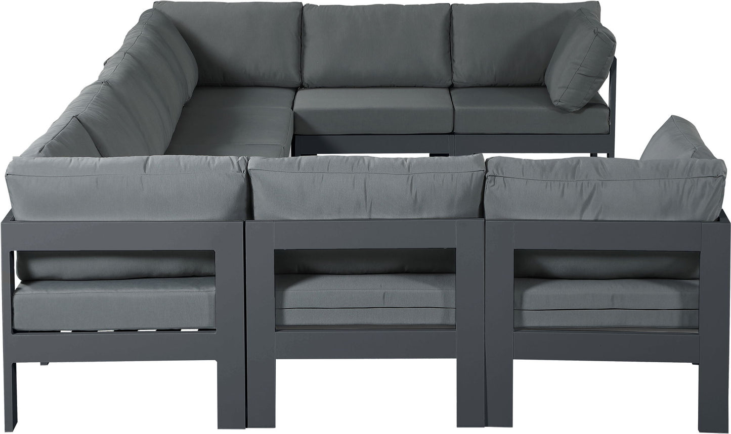 Nizuc - Outdoor Patio 9 Piece Modular Sectional With Gray Frame